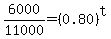 6000+%2F11000=%280.80%29%5Et