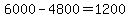 6000-4800=1200