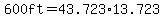 600ft=43.723%2A13.723