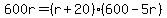 600r=%28r%2B20%29%28600-5r%29