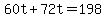 60t%2B72t=198