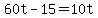 60t+-+15+=+10t