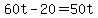 60t-20=50t