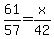 61%2F57=x%2F42