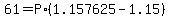 61+=+P%2A%281.157625+-+1.15%29
