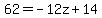 62=-12z%2B14