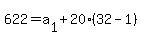 622+=+a%5B1%5D+%2B+20%2832-1%29