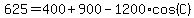 625=+400%2B+900-1200%2Acos%28C%29