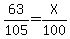 63%2F105=X%2F100