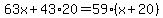 63x%2B43%2A20=59%28x%2B20%29