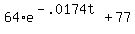 64%2Ae%5E%28-.0174t%29%2B+77