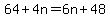 64%2B4n=6n%2B48