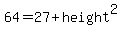 64=27%2Bheight%5E2