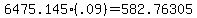 6475.145%28.09%29=582.76305