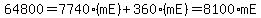 64800+=+7740%2A%28mE%29+%2B+360%2A%28mE%29+=+8100%2AmE