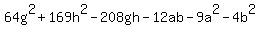 64g%5E2+%2B+169h%5E2+-208gh+-12ab+-9a%5E2+-4b%5E2