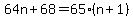 64n%2B68=65%28n%2B1%29