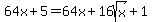 64x%2B5=64x%2B16sqrt%28x%29%2B1