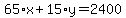65%2Ax%2B15%2Ay=2400