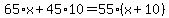 65%2Ax%2B45%2A10=55%28x%2B10%29