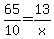 65%2F10+=+13%2Fx