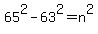65%5E2-63%5E2=n%5E2
