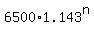 6500+%2A+1.143%5En