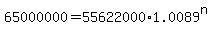 65000000=55622000%2A1.0089%5En