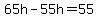 65h+-+55h+=+55