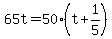 65t+=+50%2A%28t+%2B+1%2F5%29