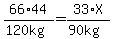 66%2A44%2F%28120kg%29+=+33%2AX%2F%2890kg%29