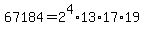 67184=2%5E4%2A13%2A17%2A19