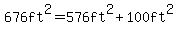 676ft%5E2=576ft%5E2%2B100ft%5E2
