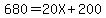 680=20X%2B200