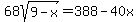68sqrt%289-x%29=388-40x