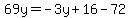 69y=-3y%2B16-72