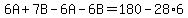 6A%2B7B-6A-6B=180-28%2A6