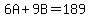 6A%2B9B=189