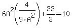 6A%5E2%284%2F9A%5E2%29%2B22%2F3=10