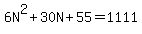 6N%5E2%2B30N%2B55=1111