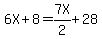 6X%2B8=7X%2F2+%2B28%29