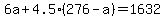 6a%2B4.5%28276-a%29=1632