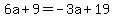 6a%2B9=-3a%2B19