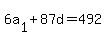 6a%5B1%5D%2B87d+=+492