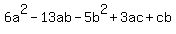 6a%5E2-13ab-5b%5E2%2B3ac%2Bcb