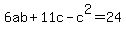 6ab%2B11c-c%5E2+=+24