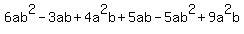 6ab%5E2-3ab%2B4a%5E2b%2B5ab-5ab%5E2%2B9a%5E2b