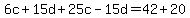 6c%2B15d%2B25c-15d=42%2B20