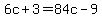 6c%2B3=84c-9
