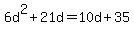 6d%5E2%2B21d+=+10d%2B35
